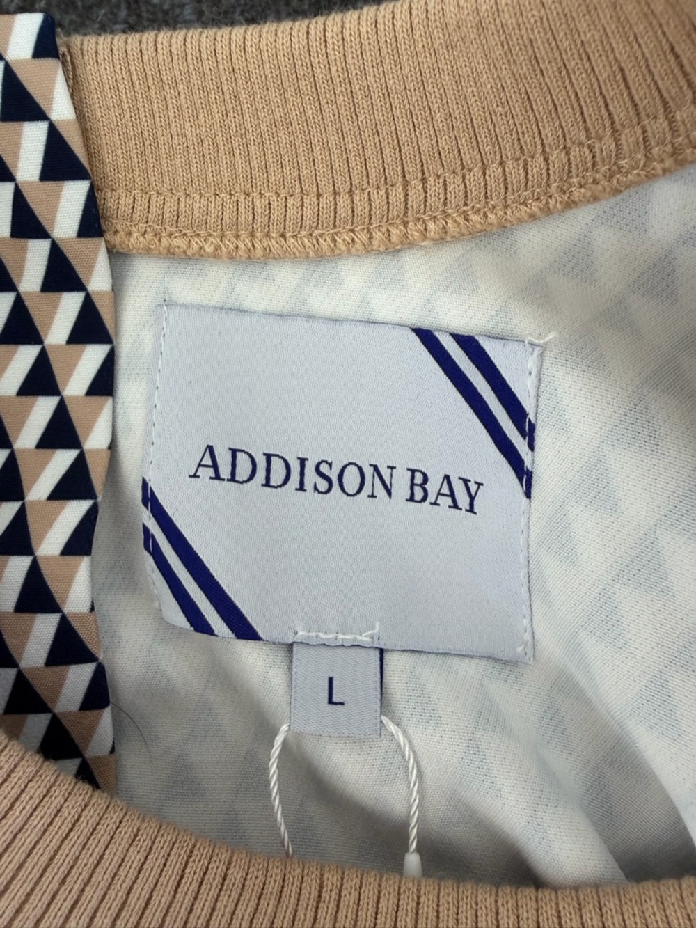 Addison Bay Botanist Blouse NWT Tri Geo Print Peplum Top Size L - Picture 5 of 7